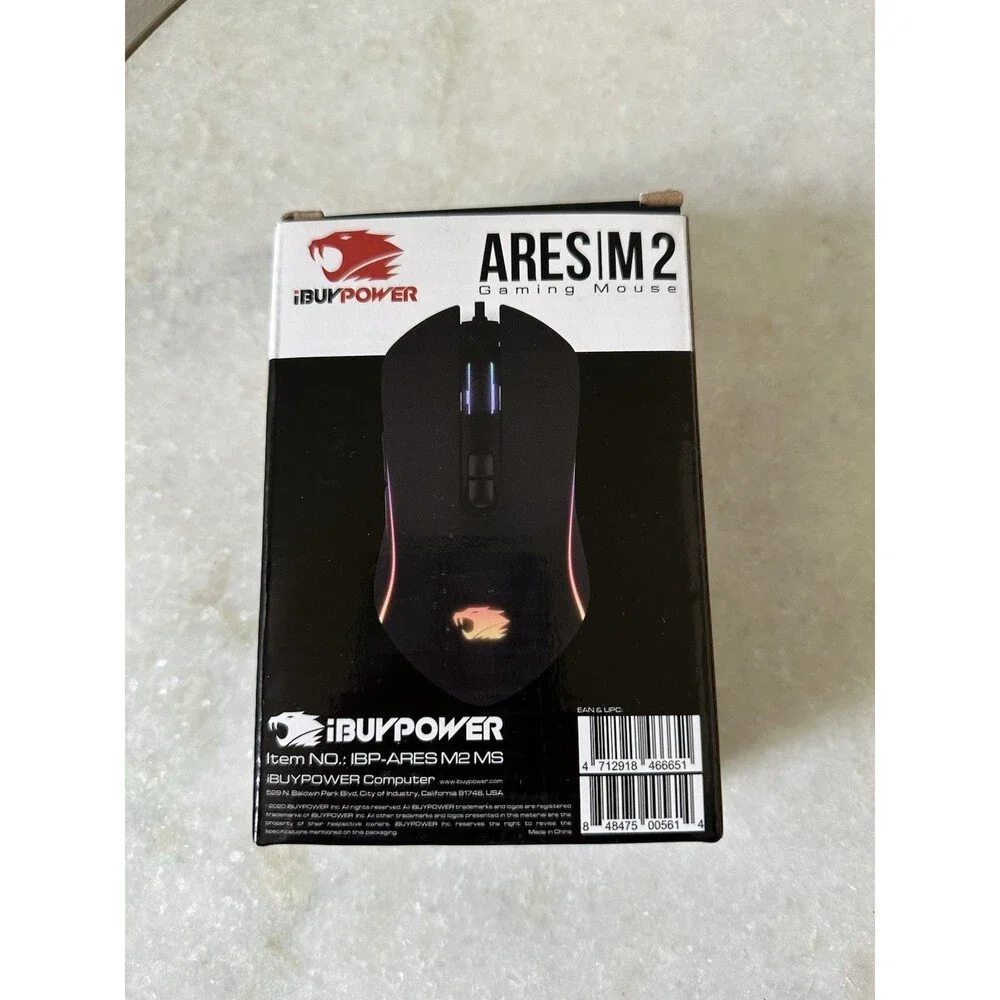 iBUYPOWER (IBP-ARES M2-MOUS) Wired LED Gaming Mouse, Multi-Color RGB, 125 Hz